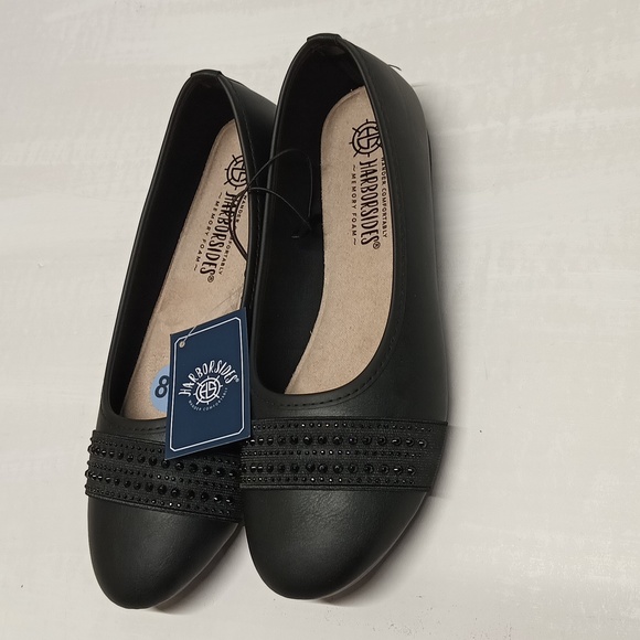 NWT Harborsides low wedge ballet flat 8.5 comfort Ballerina dressy black shoes - Picture 2 of 11